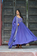 Rahi lavender faux blooming gown with sequins beads embroidery and dupatta