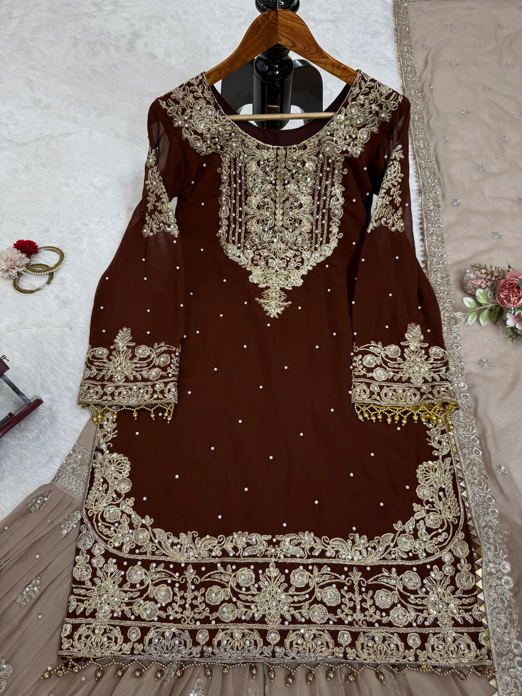 Niyati festive wear embroidered kurti sharara set
