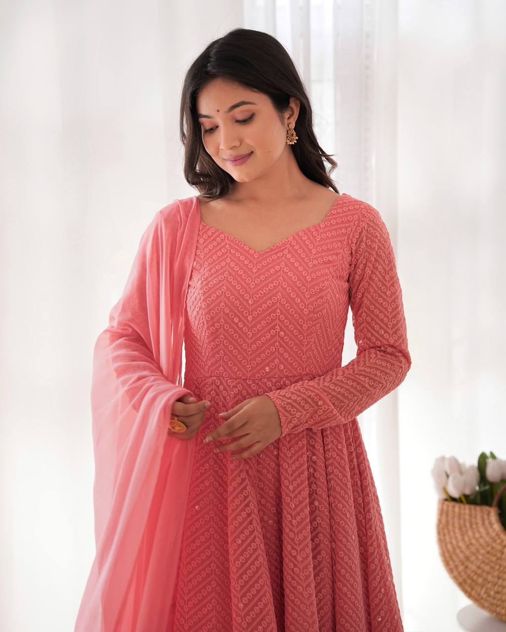 Peach Jyotika designer Anarkali suit set for women