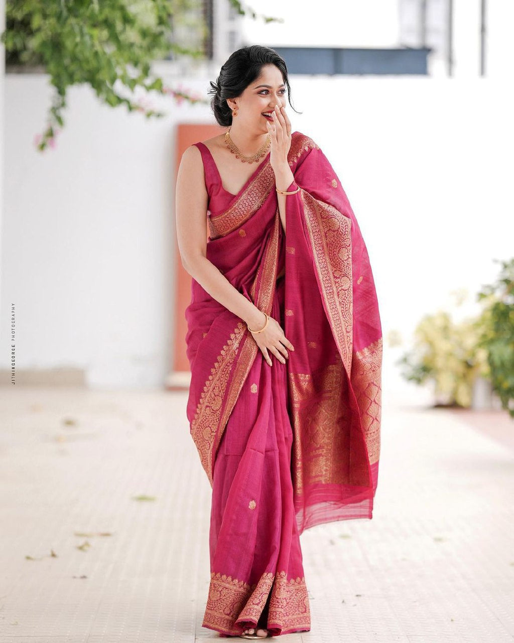 Pink Banarasi silk Gargi designer saree