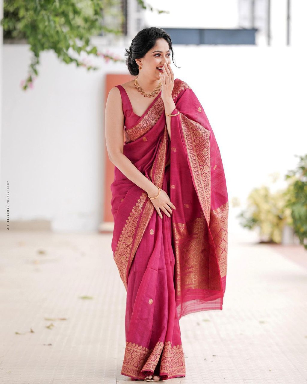 Pink Banarasi silk Gargi designer saree