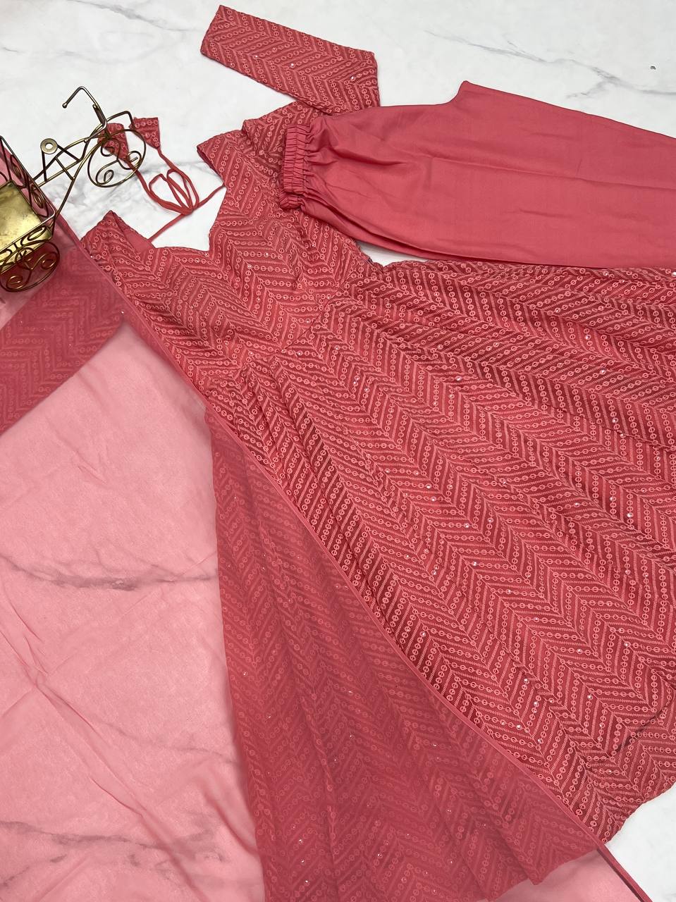 Peach Jyotika designer Anarkali suit set for women