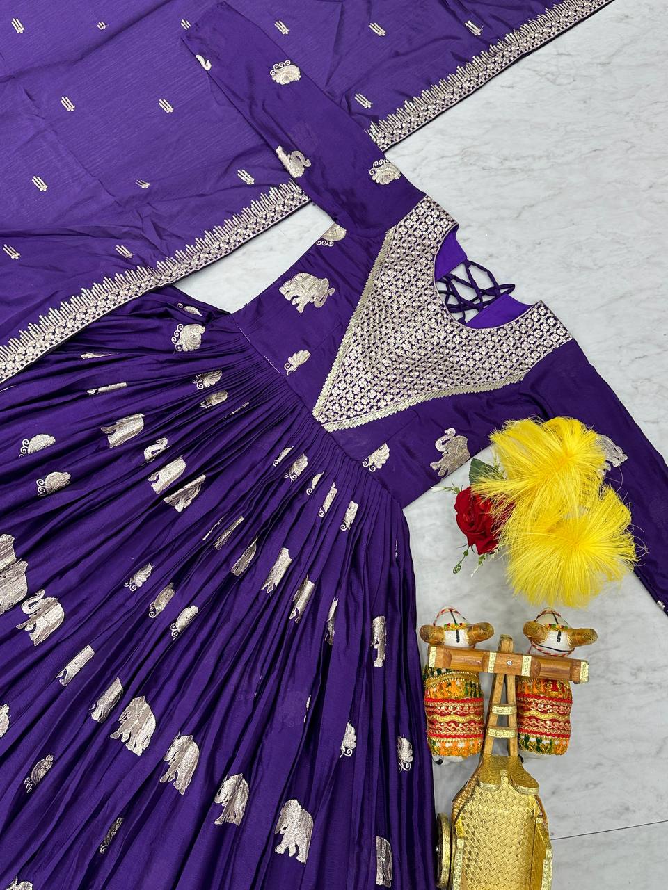 Veronika purple georgette embroidered Anarkali gown set