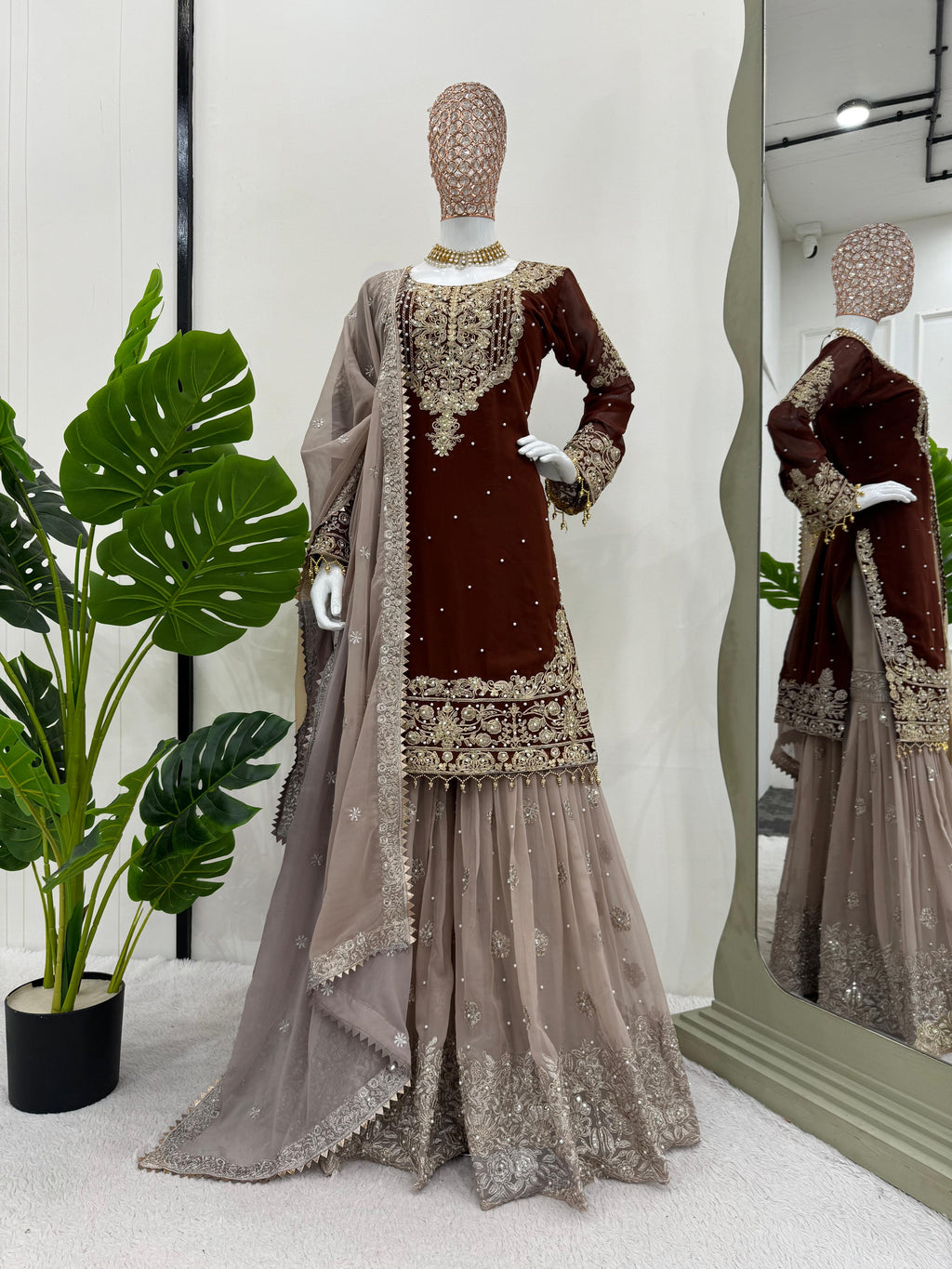 Niyati festive wear embroidered kurti sharara set