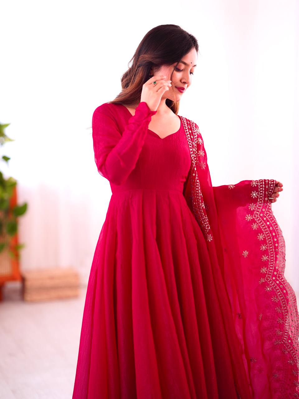 Pink Fandy silk Tiya designer Anarkali suit