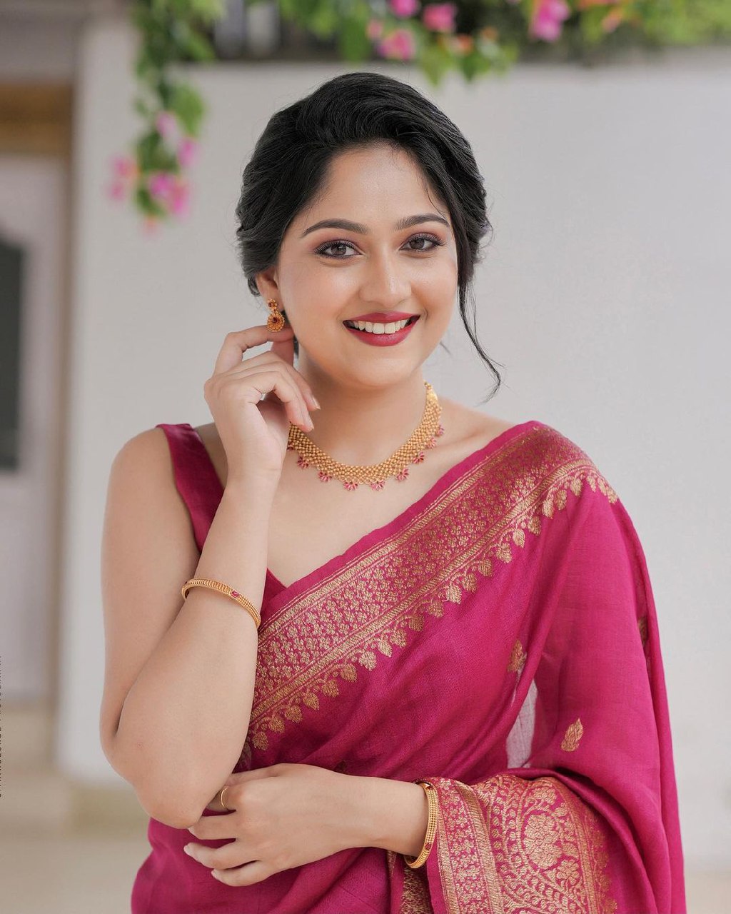 Pink Banarasi silk Gargi designer saree
