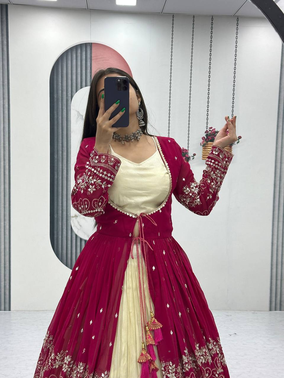 Tulika pink Cosmos silk lehenga choli with heavy thread and sequins work with shrug