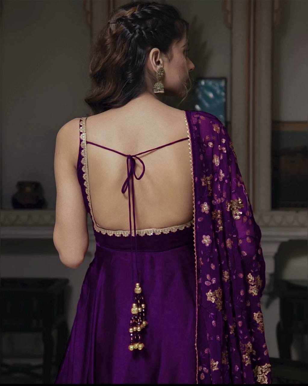 Manjula maroon anarkali gown suit set