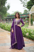 Purple georgette embroidered Parthavi designer Anarkali gown