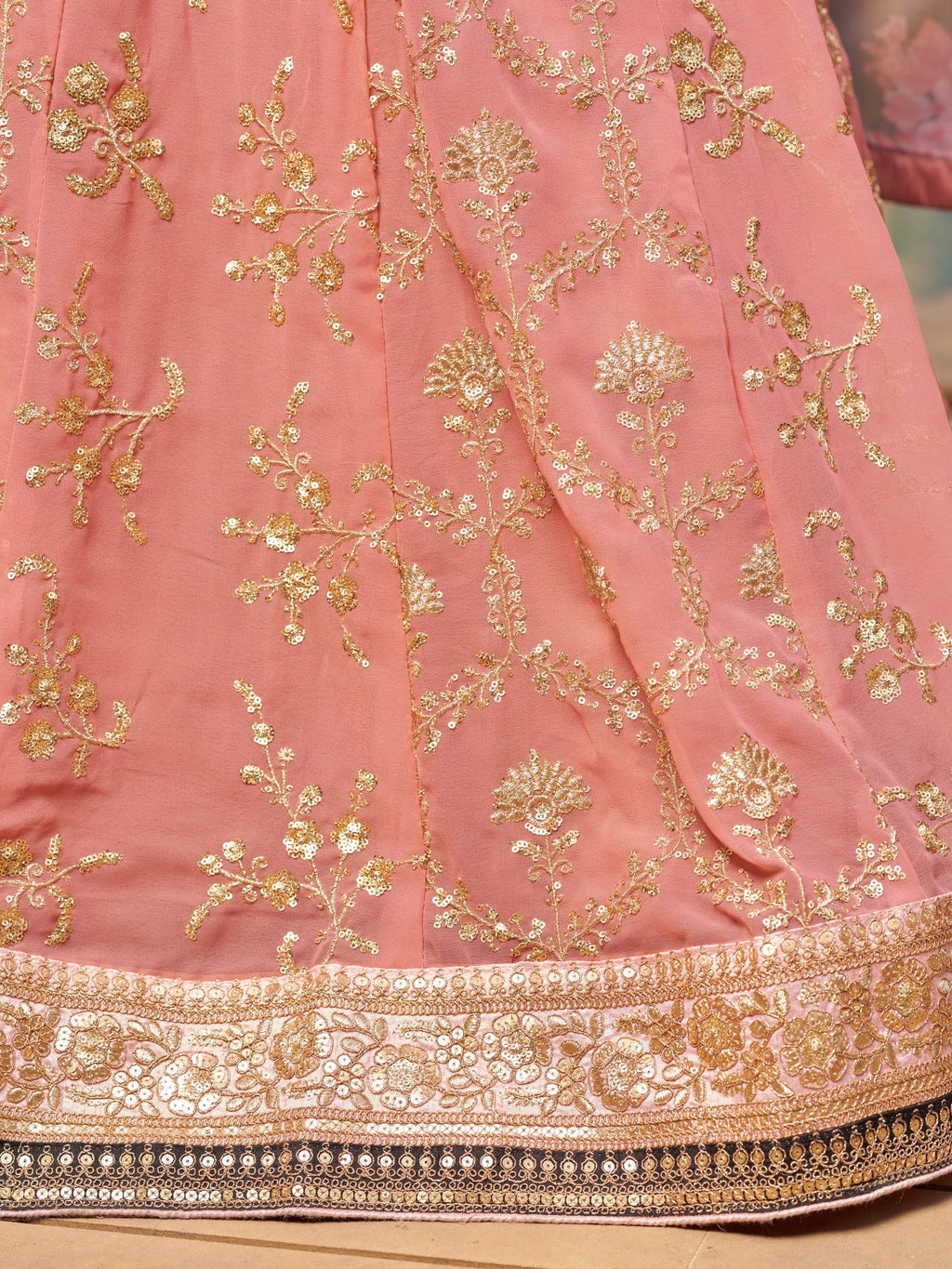 Navya dusty pink embroidered lehenga choli with floral dupatta