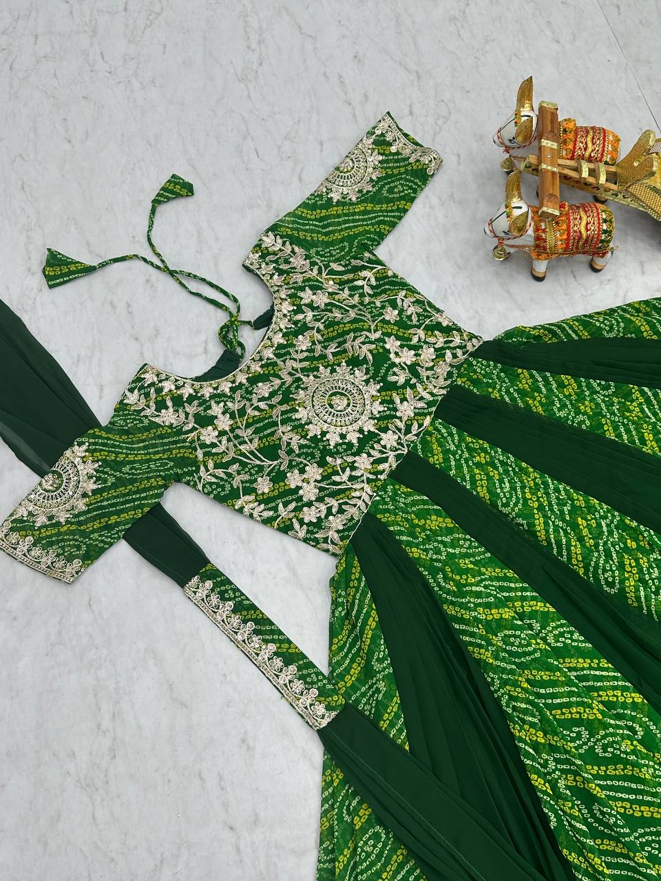 Saanvi pure bandhej georgette embroidered gown set