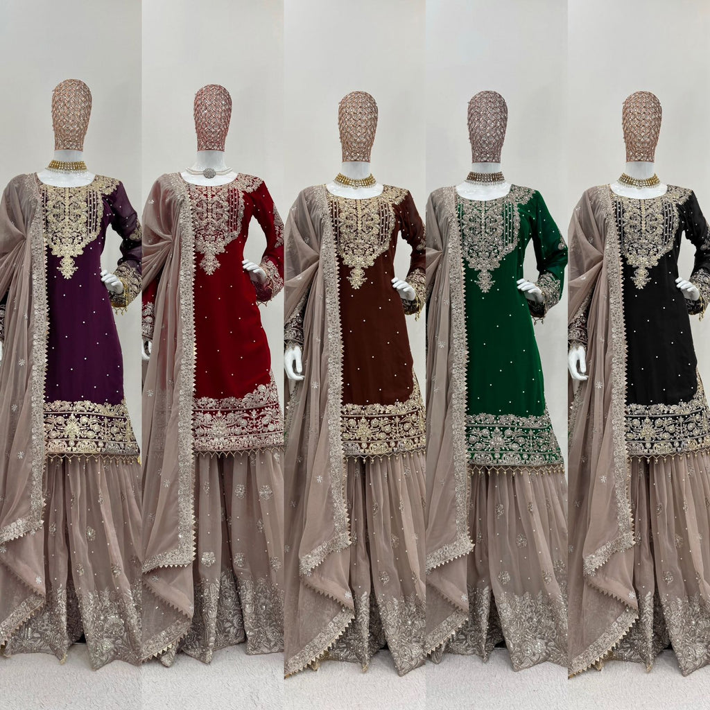 Niyati festive wear embroidered kurti sharara set