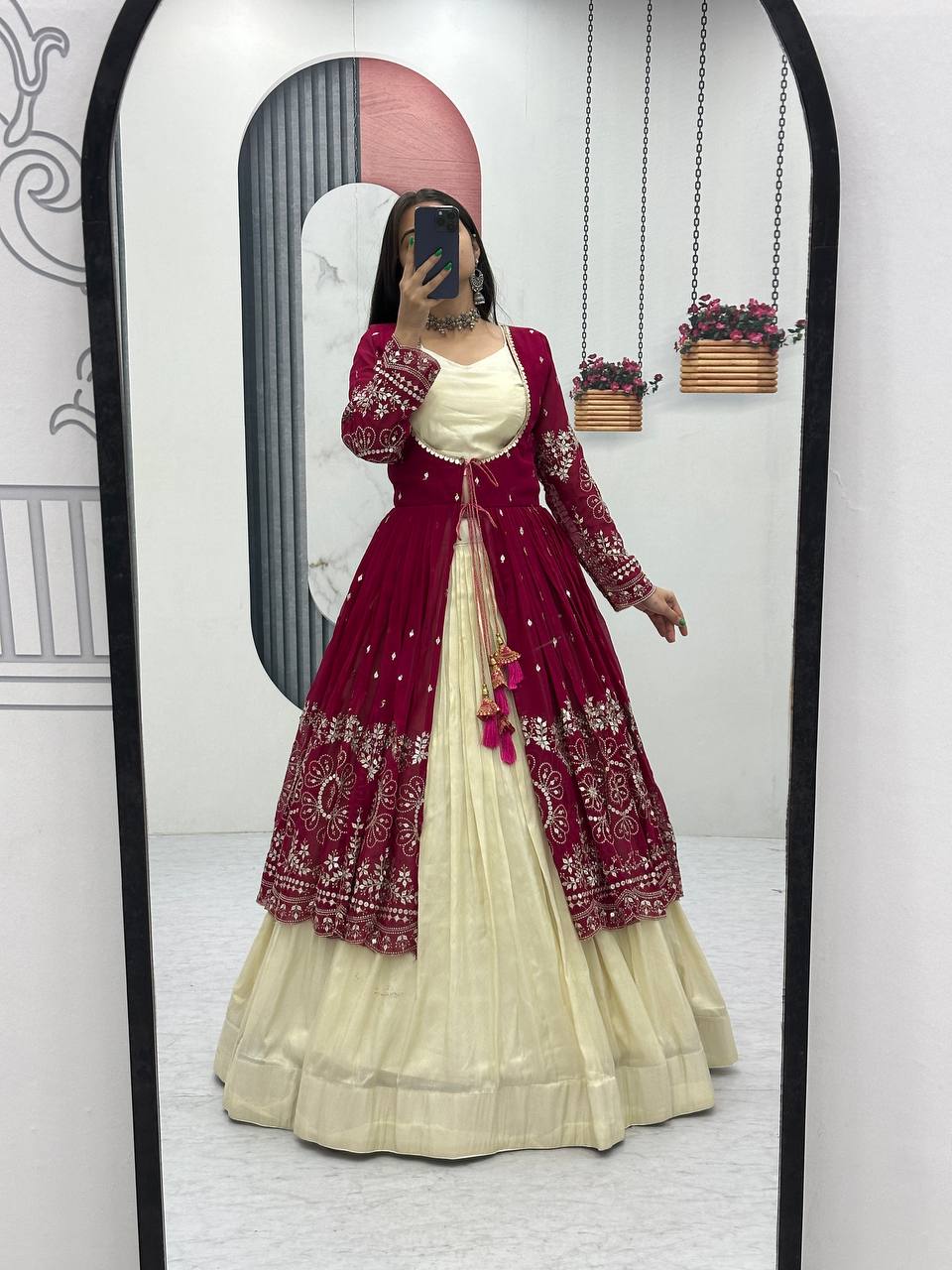Tulika pink Cosmos silk lehenga choli with heavy thread and sequins work with shrug