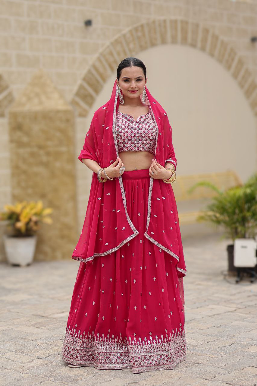 Faux georgette sequins embroidered Avira designer lehenga