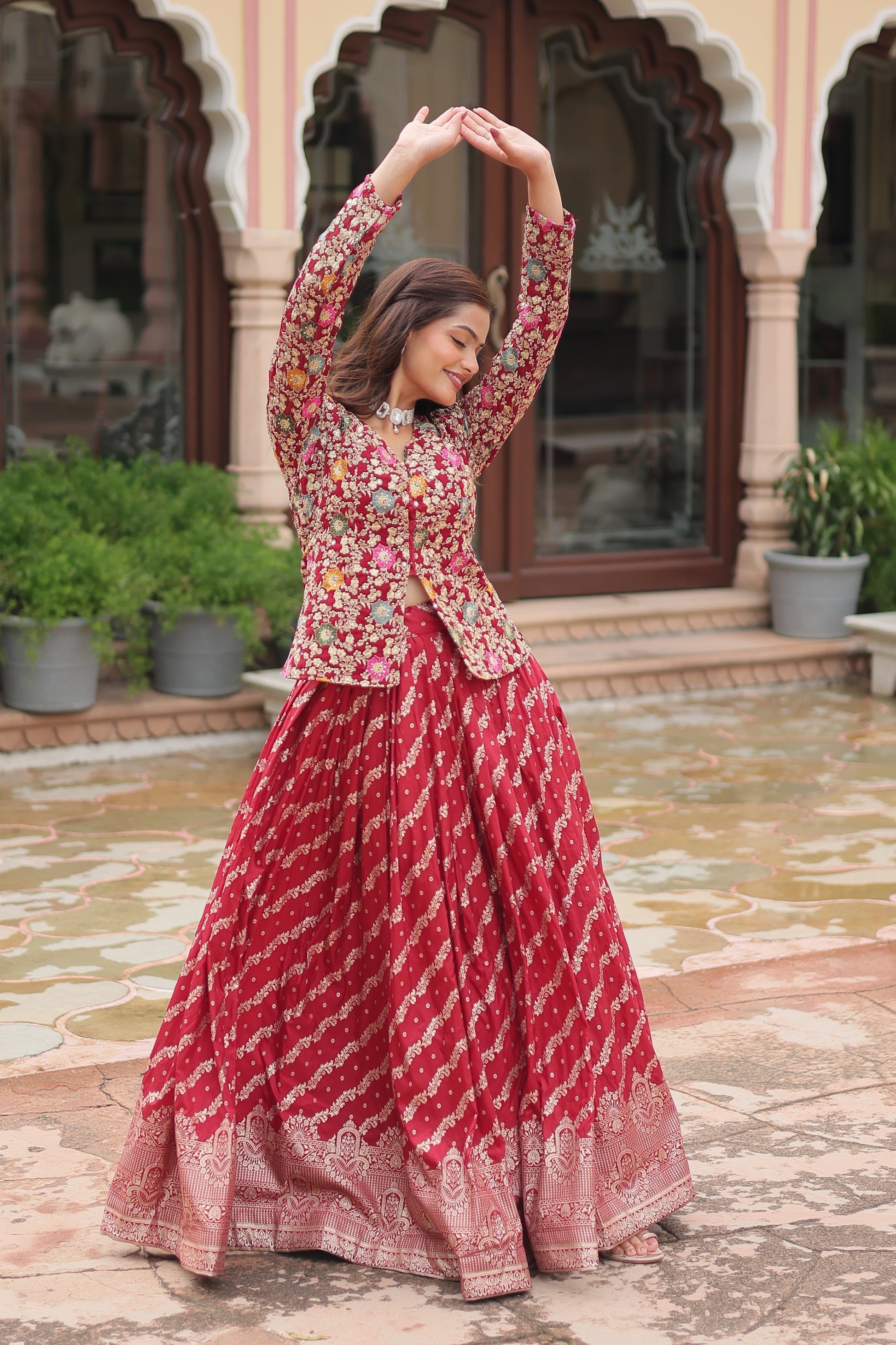 Radhya pure dayble viscose jacquard lehenga choli