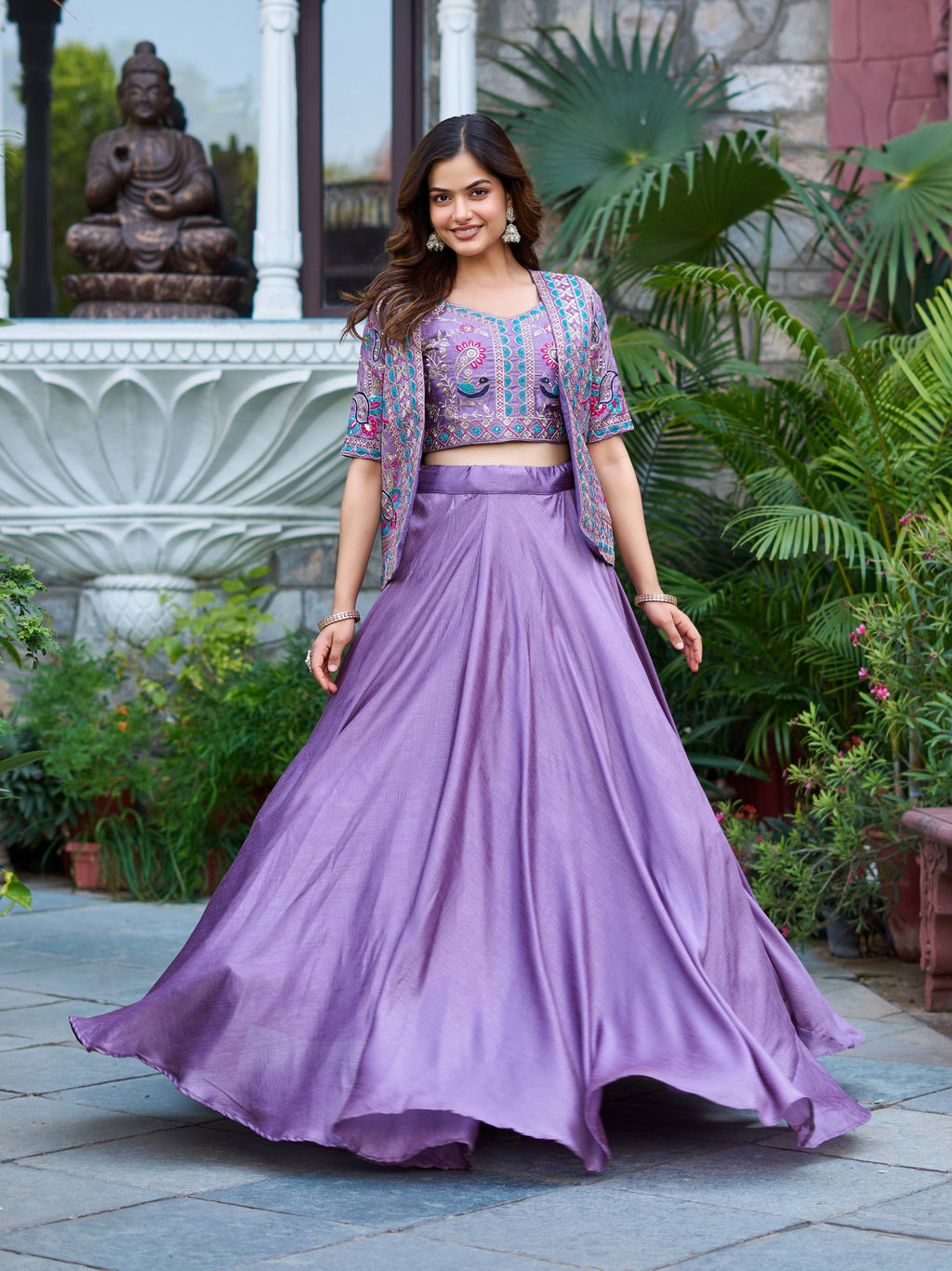 Devisha designer silk lehenga choli with embroidery koti set