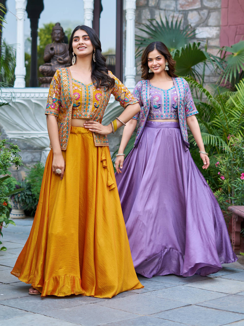 Devisha designer silk lehenga choli with embroidery koti set