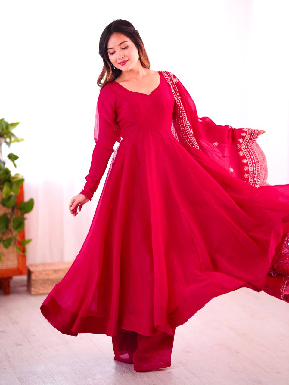 Pink Fandy silk Tiya designer Anarkali suit