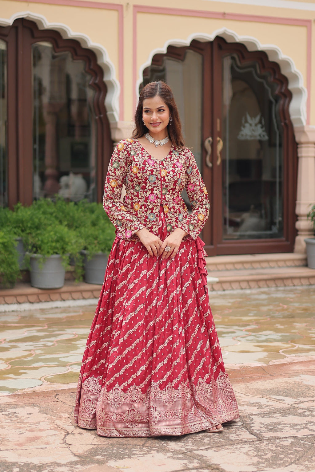 Radhya pure dayble viscose jacquard lehenga choli