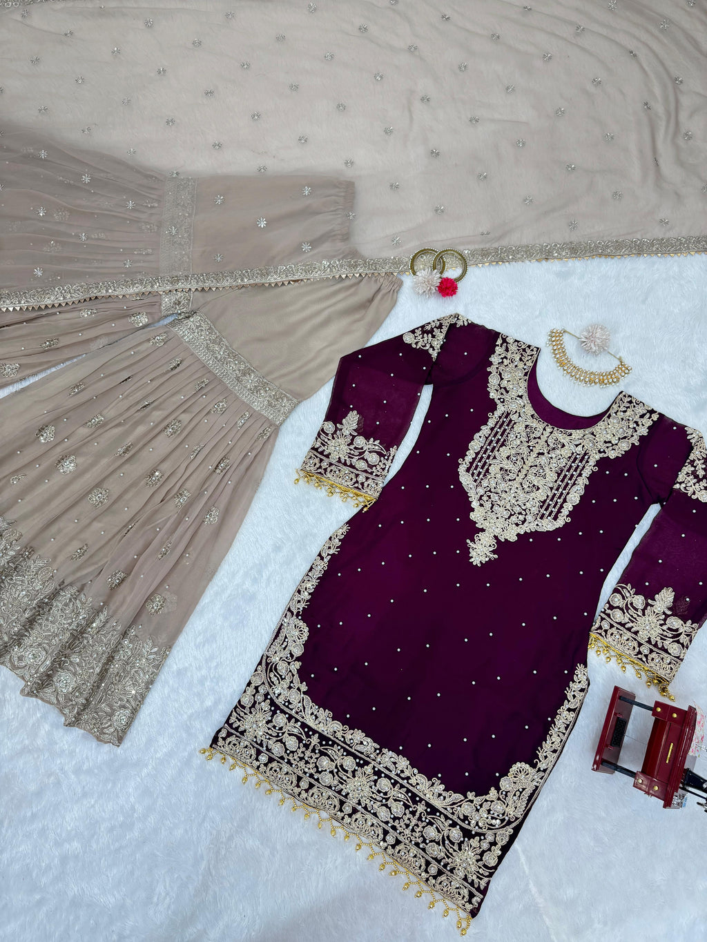 Niyati festive wear embroidered kurti sharara set