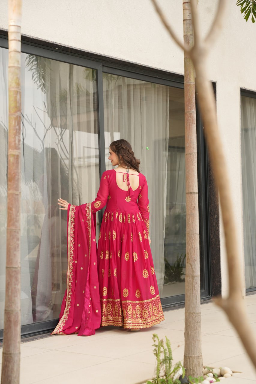 Rudrika pink georgette embroidery gown