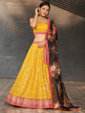 Navya mustard yellow floral embroidered lehenga choli with dupatta