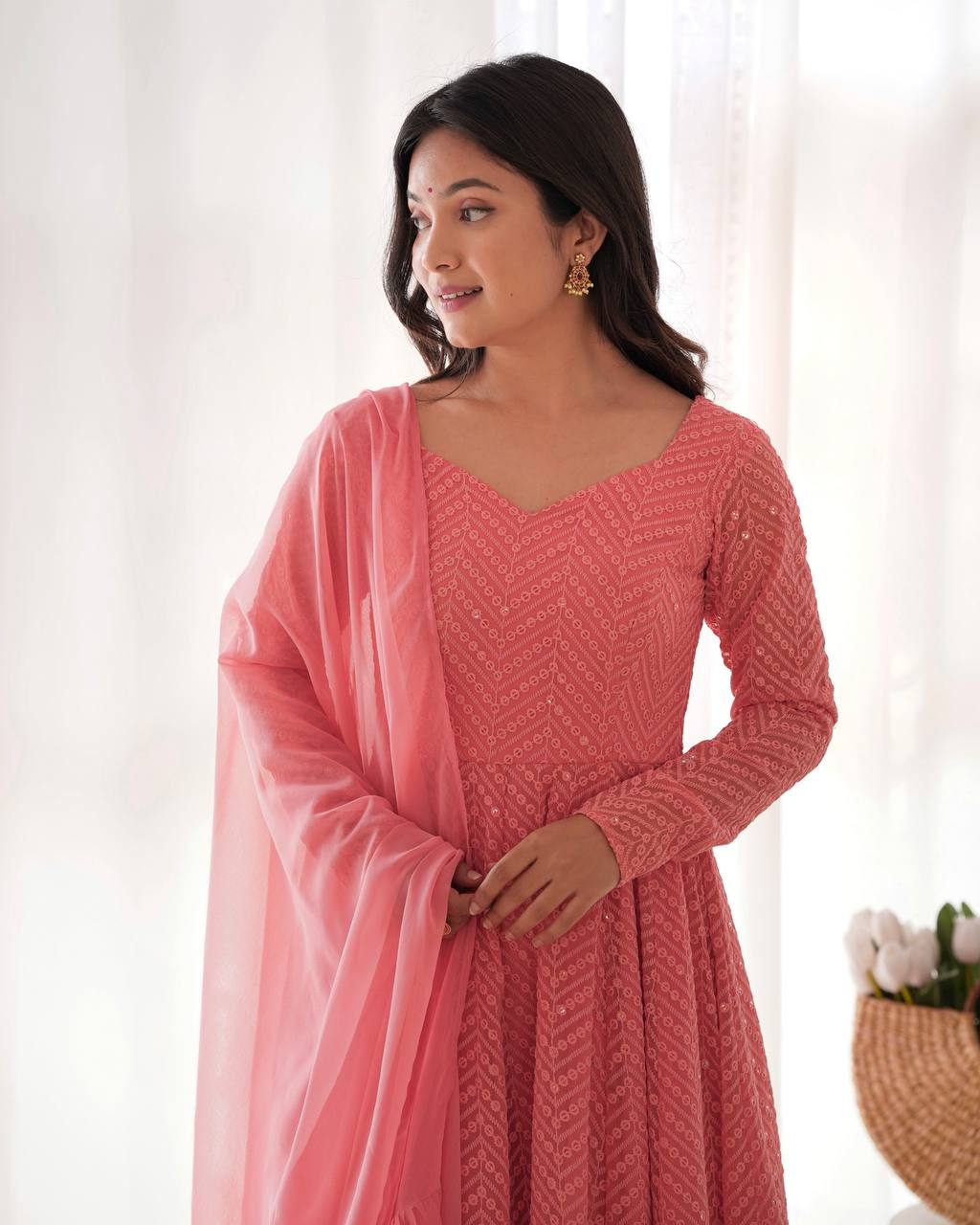 Peach Jyotika designer Anarkali suit set for women