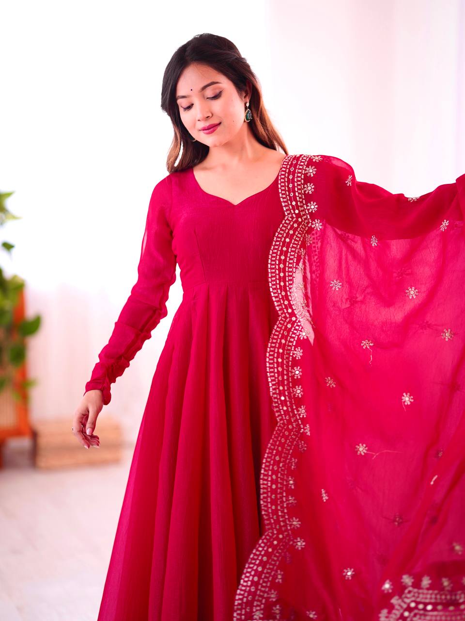 Pink Fandy silk Tiya designer Anarkali suit