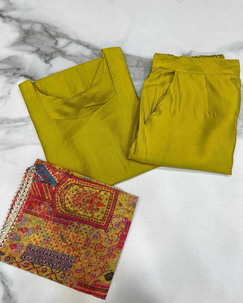 Vedanya yellow viscose straight kurti set