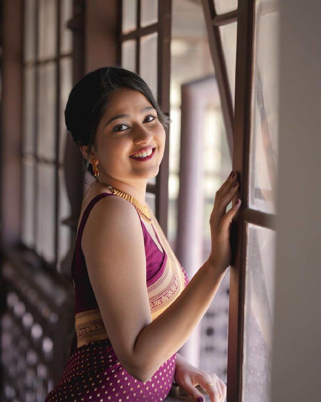Purple Banarasi silk Shivika designer saree