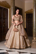 Antique golden gold crush lehenga choli with sequins embroidered dupatta