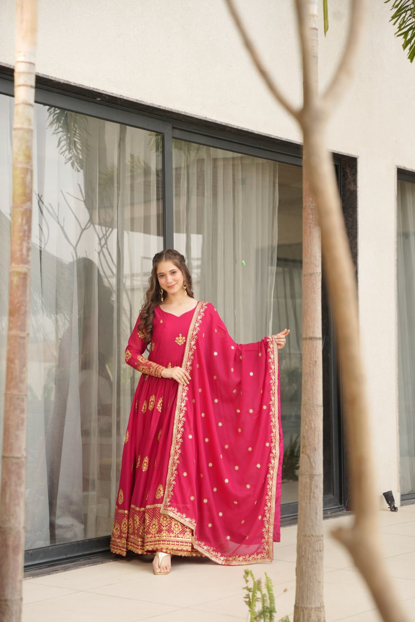 Rudrika pink georgette embroidery gown