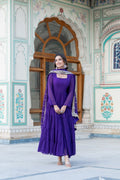 Dakshayani purple georgette anarkali gown set
