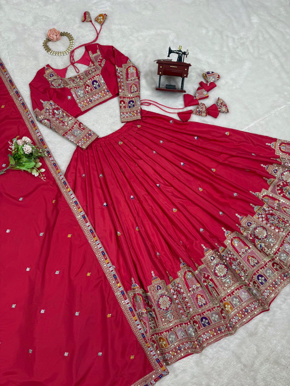 Pink natural crepe silk Kavyani designer lehenga choli