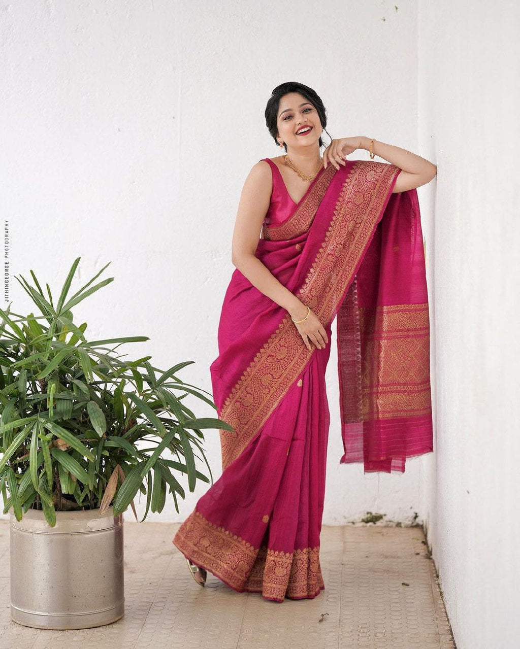 Pink Banarasi silk Gargi designer saree