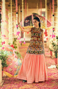 Peach pure rayon ribbon work embroidered lehenga choli