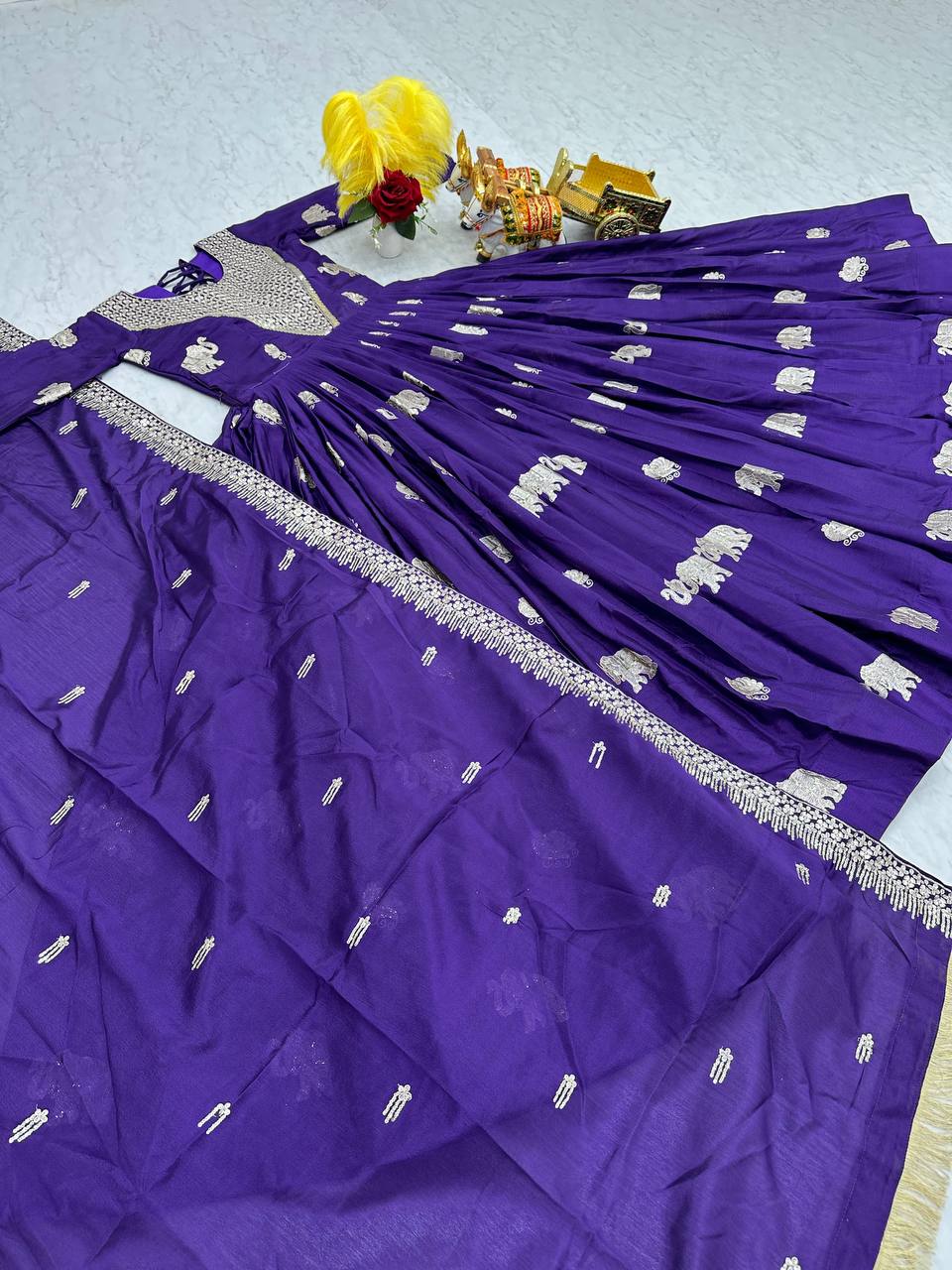 Veronika purple georgette embroidered Anarkali gown set