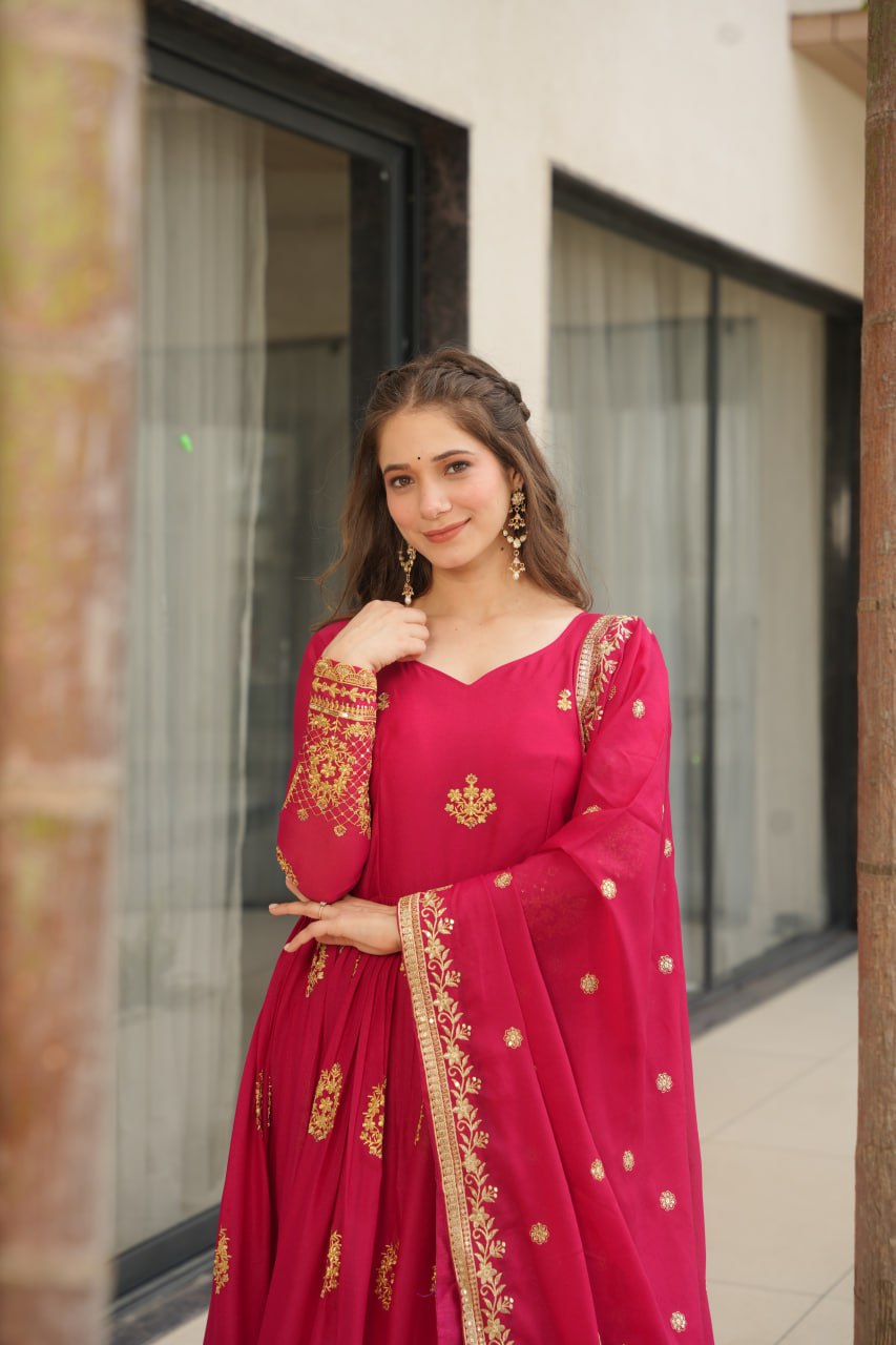 Rudrika pink georgette embroidery gown