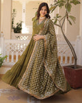 Ridhika mehendi green georgette anarkali gown suit set