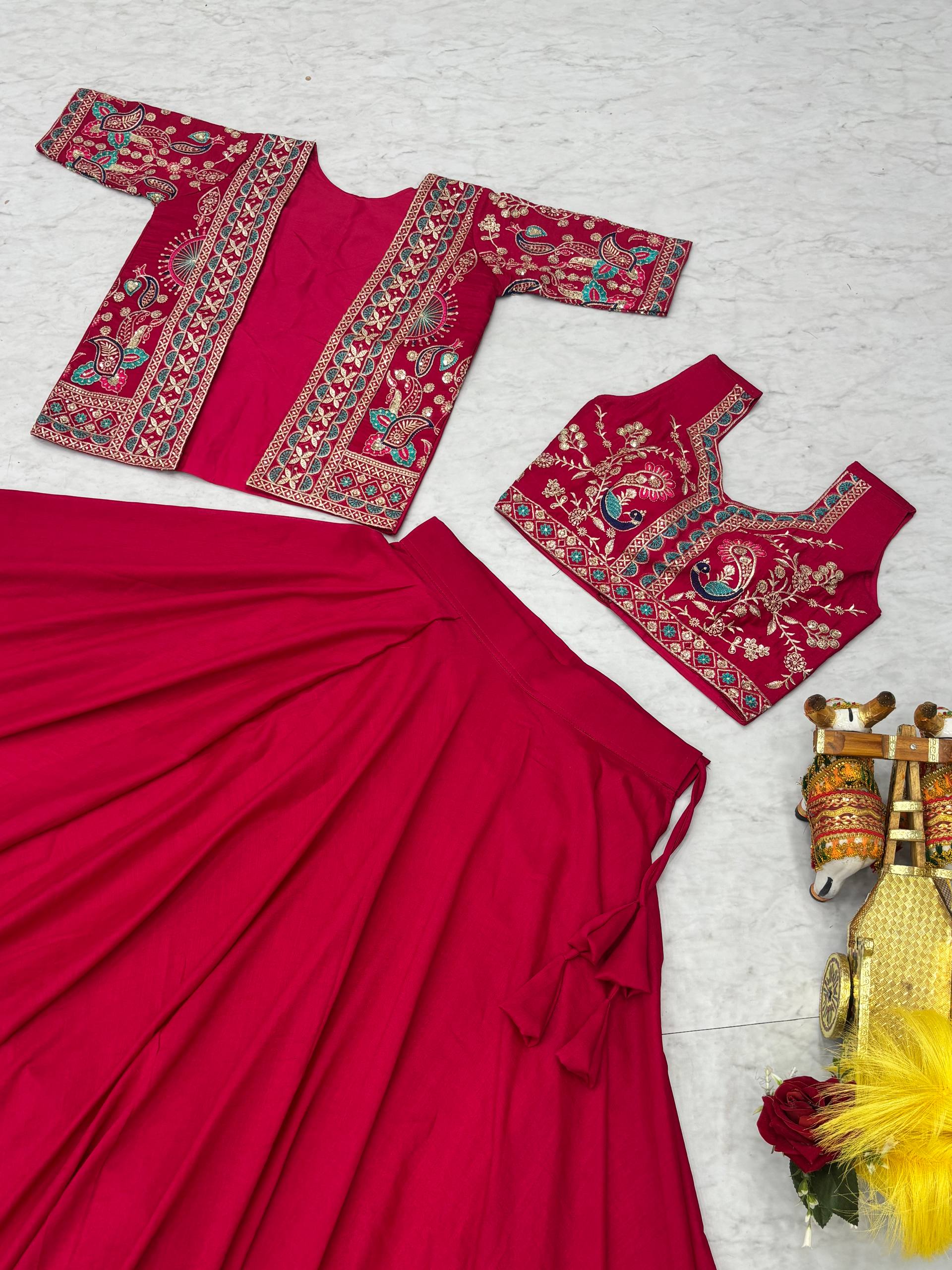 Devisha pink Vichitra silk lehenga choli with embroidered koti