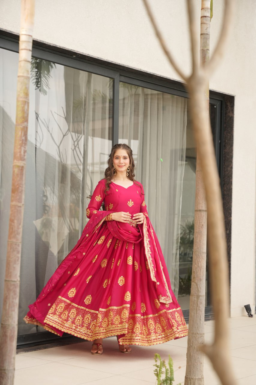 Rudrika pink georgette embroidery gown