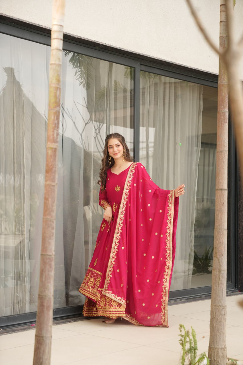 Rudrika pink georgette embroidery gown