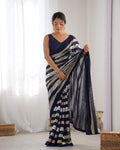 Deep blue georgette sequin embroidered Kira designer saree