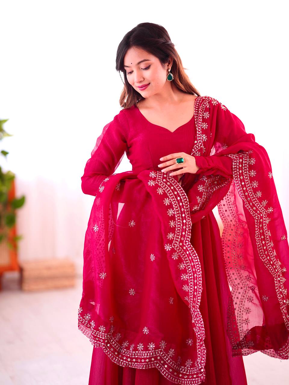 Pink Fandy silk Tiya designer Anarkali suit