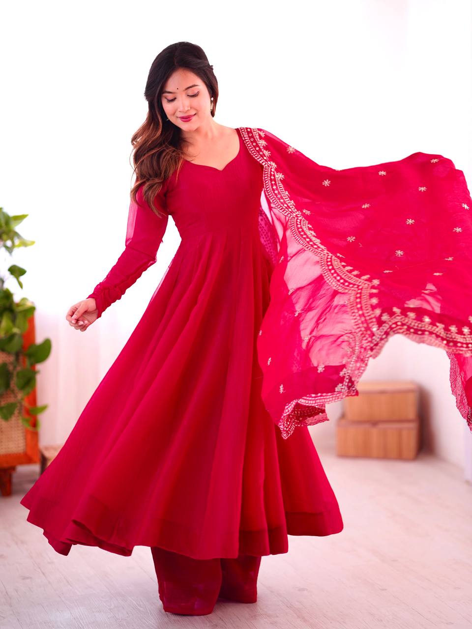Pink Fandy silk Tiya designer Anarkali suit