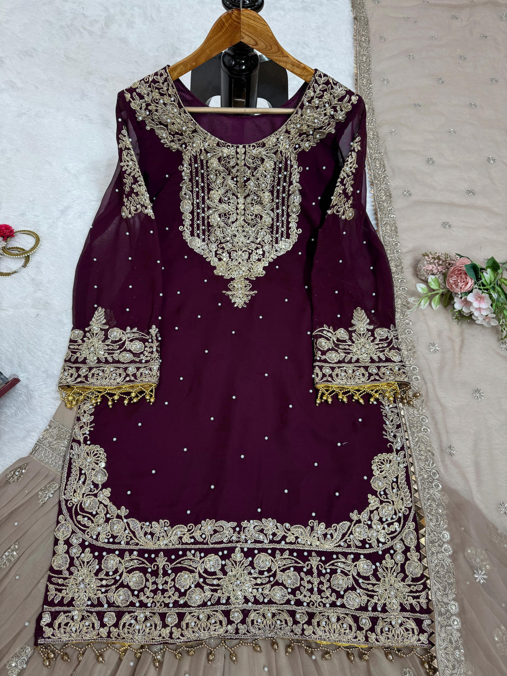 Niyati festive wear embroidered kurti sharara set