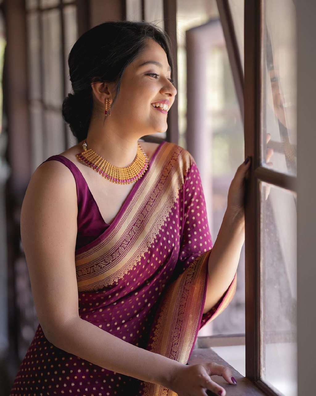 Purple Banarasi silk Shivika designer saree