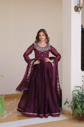 Siddhika pure Burberry silk embroidered gown set