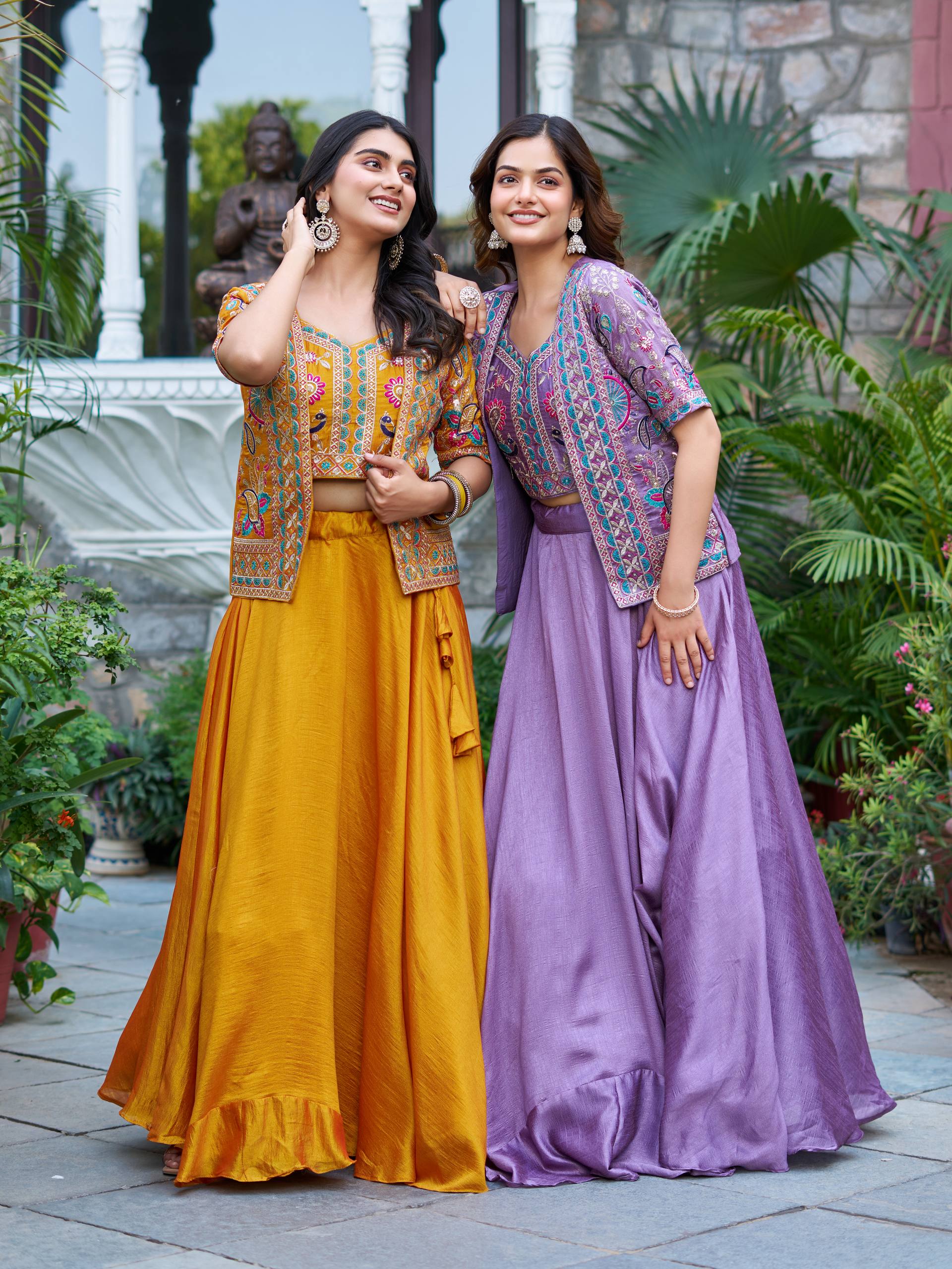 Devisha designer silk lehenga choli with embroidery koti set