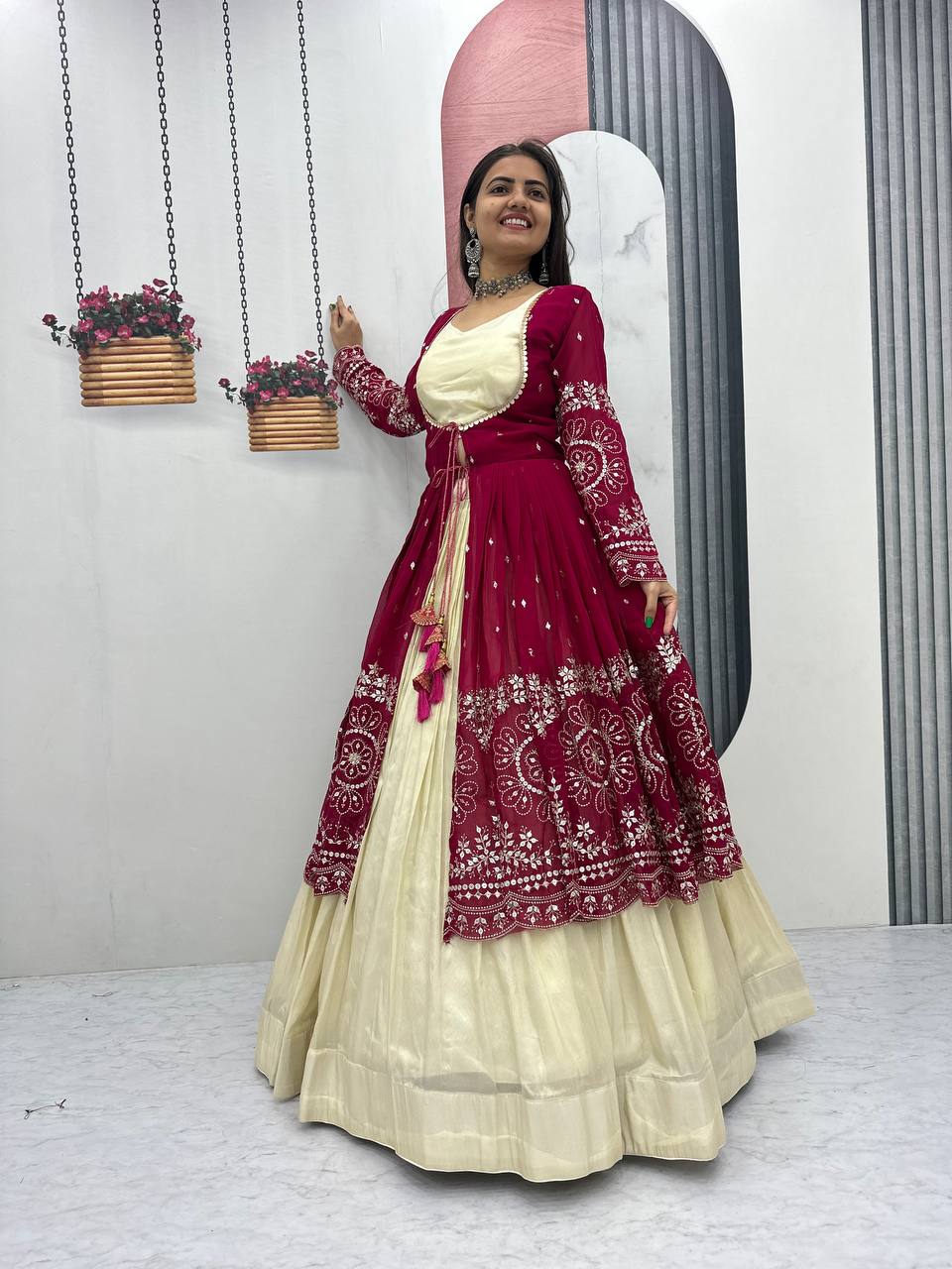 Tulika pink Cosmos silk lehenga choli with heavy thread and sequins work with shrug